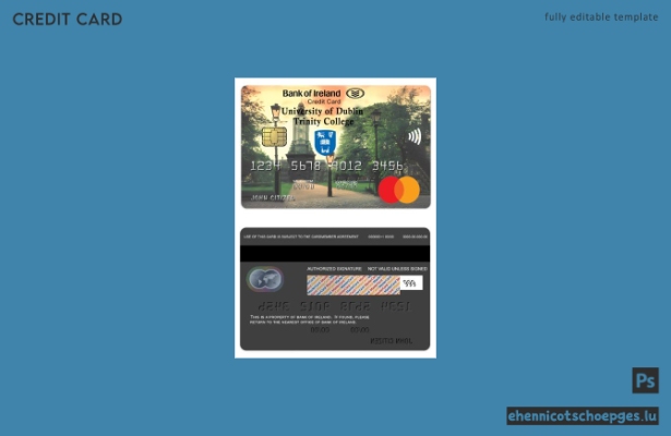 Beispielvorschau der Bank of Ireland Affinity Kreditkarte (Mastercard)